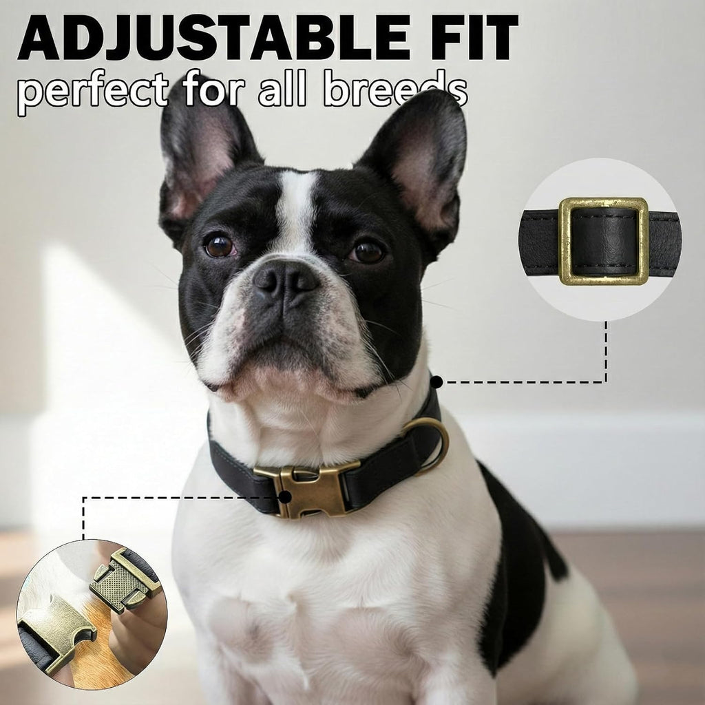 Dog Collar for Small Dogs Silicone Leather Dog Collars Soft Flexible Waterproof Odor-Proof Durable Thick Classic Adjustable Pet Puppy Collar (Black, Small (11-15.5" Neck))