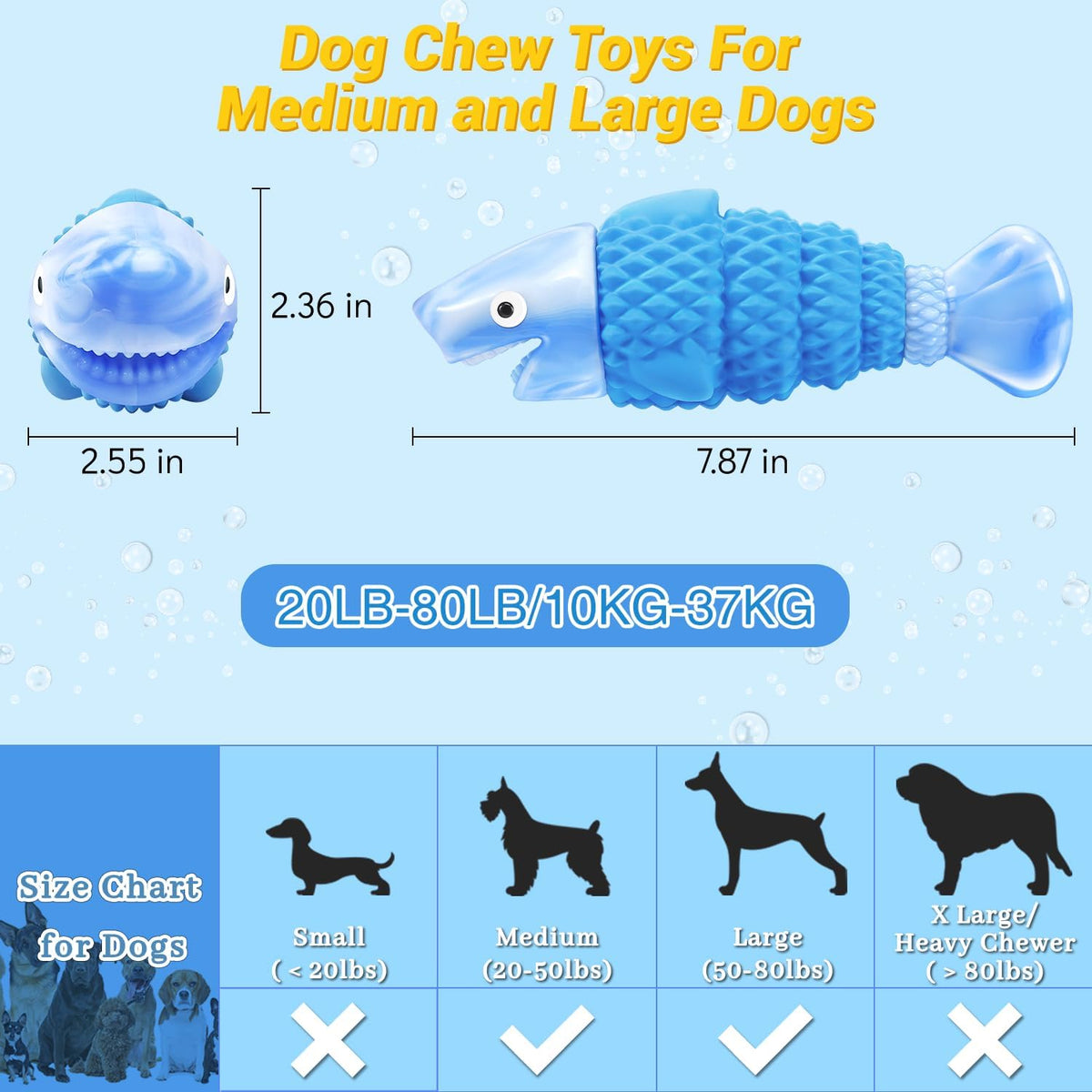 Tough Dog Toys for Aggressive Chewers, Indestructible Dog Chewers for Medium & Large Breeds, Squeaky Durable Chew Toys to Keep Them Busy, Reduce Boredom, Teeth Cleaning, Bacon Flavor