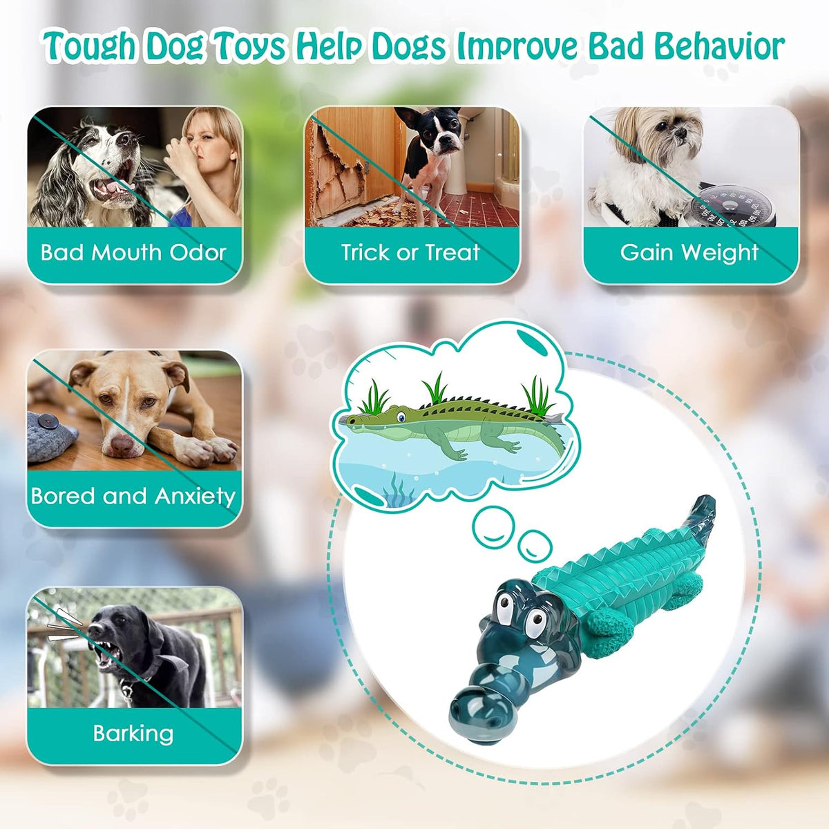 Dog Toys for Aggressive Chewers: Tough,Indestructible Chew Toy | Teeth Cleaning Alligator Toy for Small Medium Large Breed,Long Lating Fun,Keep Them Busy