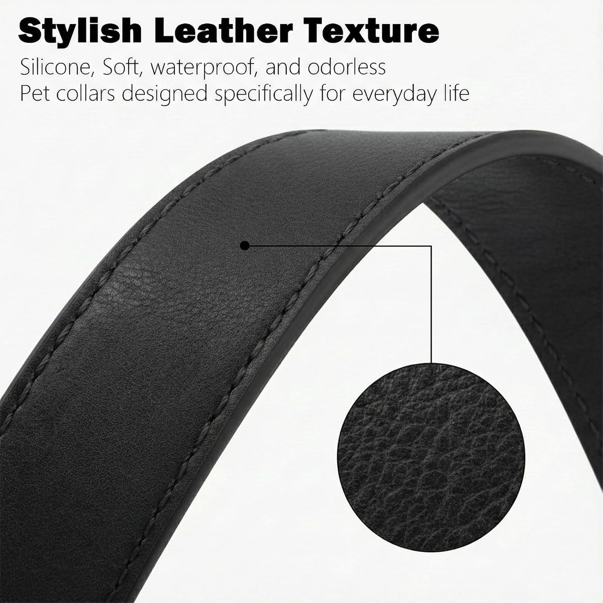 Dog Collar for Small Dogs Silicone Leather Dog Collars Soft Flexible Waterproof Odor-Proof Durable Thick Classic Adjustable Pet Puppy Collar (Black, Small (11-15.5" Neck))