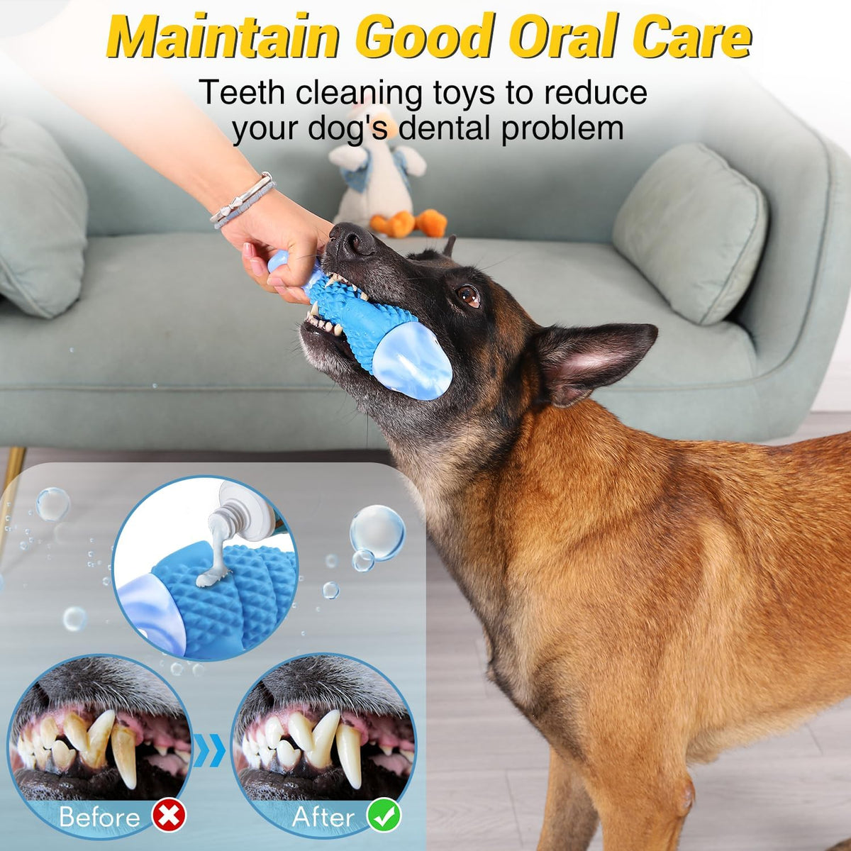 Tough Dog Toys for Aggressive Chewers, Indestructible Dog Chewers for Medium & Large Breeds, Squeaky Durable Chew Toys to Keep Them Busy, Reduce Boredom, Teeth Cleaning, Bacon Flavor
