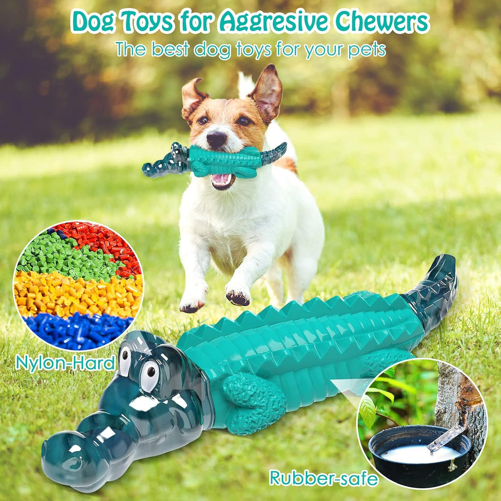 Dog Toys for Aggressive Chewers: Tough,Indestructible Chew Toy | Teeth Cleaning Alligator Toy for Small Medium Large Breed,Long Lating Fun,Keep Them Busy