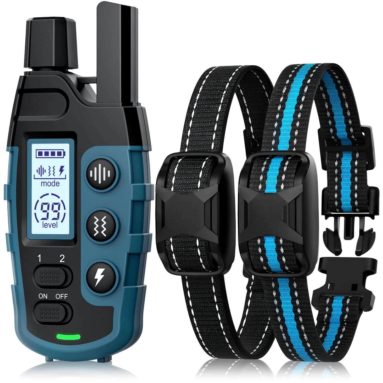 Dog Shock Collar 2 Dogs (5-120Lbs) - 3300 ft Waterproof Training Collar for Dogs Large Medium Small with Rechargeable Remote, Beep (1-8) Vibration (1-16) and Humane Shock (1-99) Modes