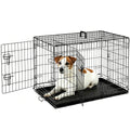 36 Inch Dog Crate, Medium Dog Cage, Foldable Puppy Pet Kennel | Double Door, Metal Kennel, Secure Lock, Removable Tray, Indoor Outdoor Training Travel