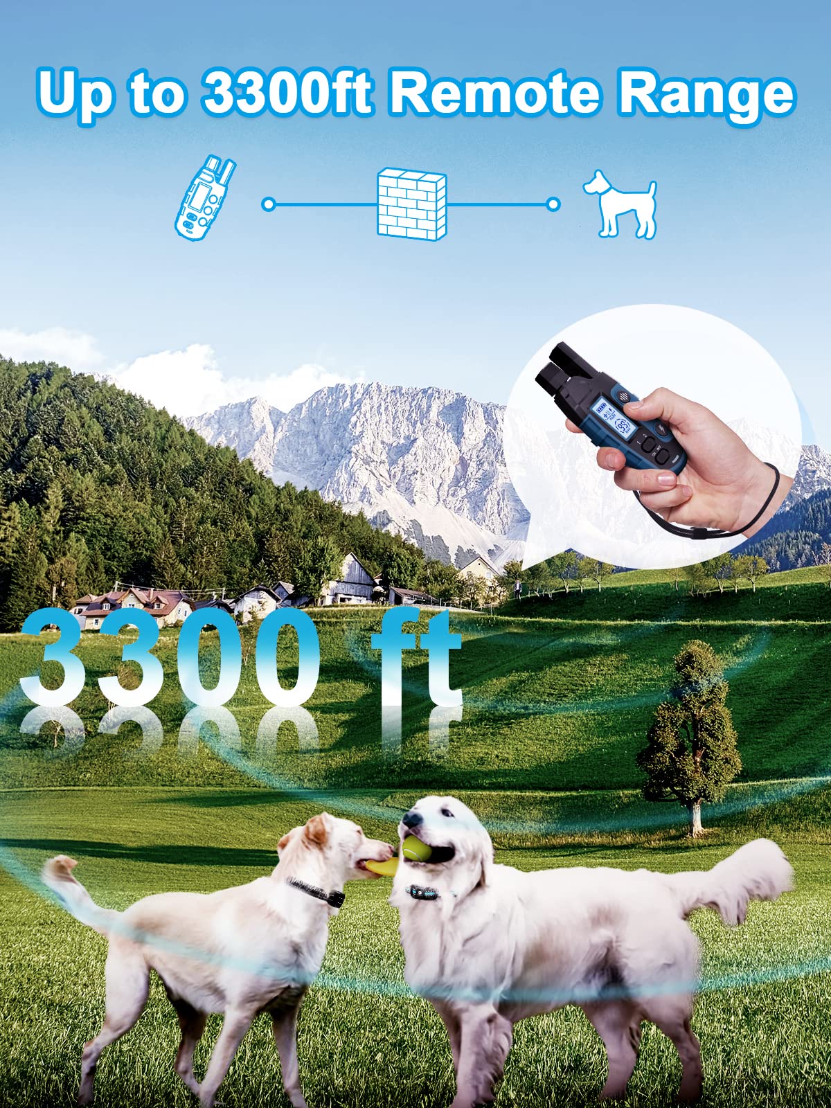 Dog Shock Collar 2 Dogs (5-120Lbs) - 3300 ft Waterproof Training Collar for Dogs Large Medium Small with Rechargeable Remote, Beep (1-8) Vibration (1-16) and Humane Shock (1-99) Modes