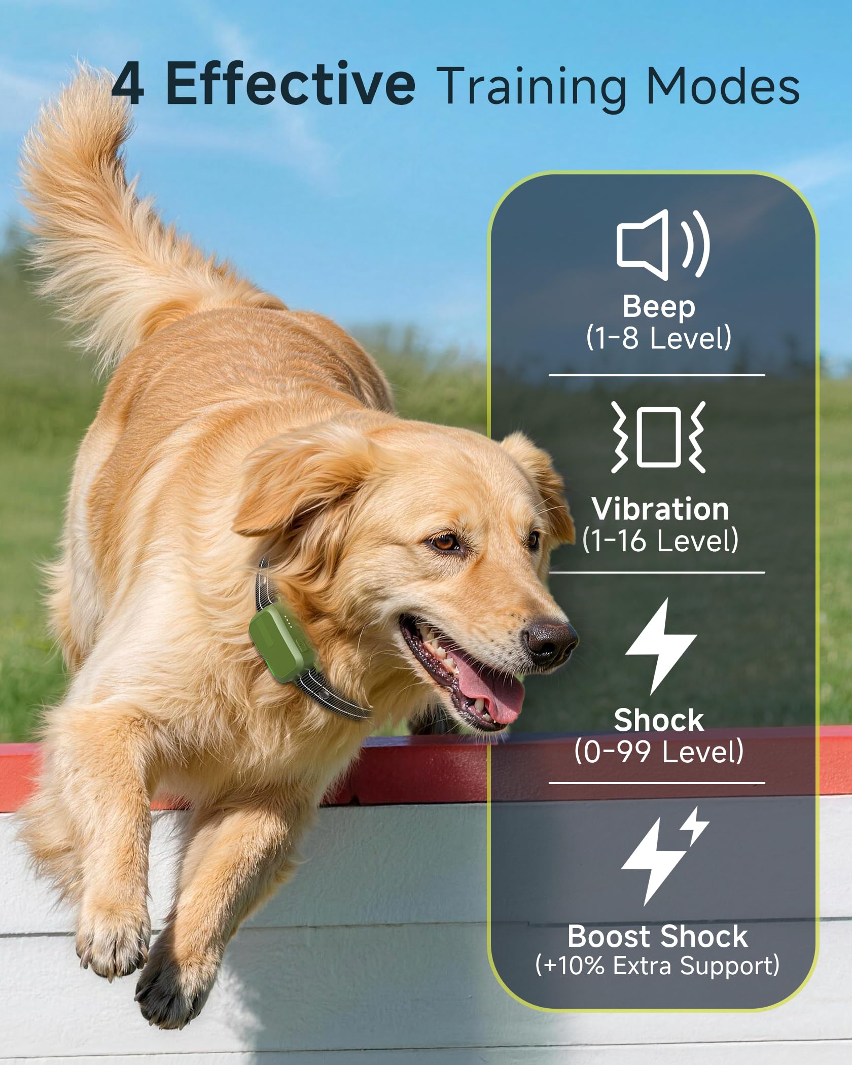 Dog Shock Collar - 4500FT Dog Training Collar with Remote for Dogs 10-120lb | IPX8 eCollar with No-Shock Mode, Beep(1-8) Vibration(1-16) Shock(0-99), Waterproof Electric Colalr for Small Medium Large Dog