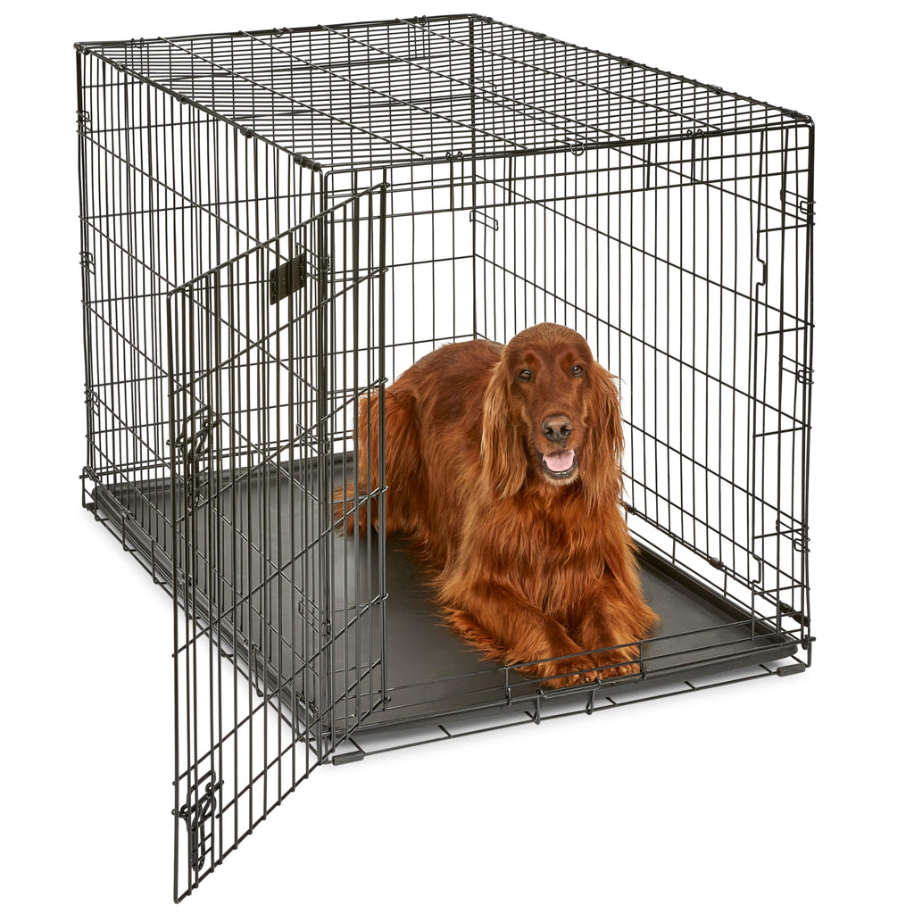 42-Inch iCrate for Large Breeds, 71-90 lbs, Single Door Folding Dog Crate with Divider Panel, Leak-Proof Tray & Secure Latch, Portable, Durable & Easy to Assemble