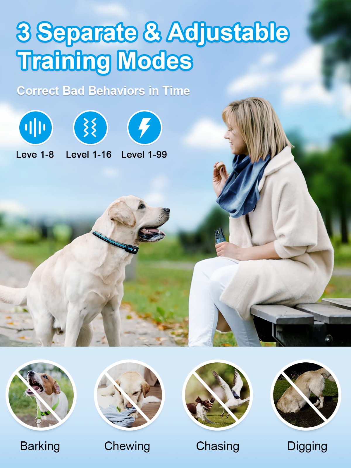 Dog Shock Collar 2 Dogs (5-120Lbs) - 3300 ft Waterproof Training Collar for Dogs Large Medium Small with Rechargeable Remote, Beep (1-8) Vibration (1-16) and Humane Shock (1-99) Modes