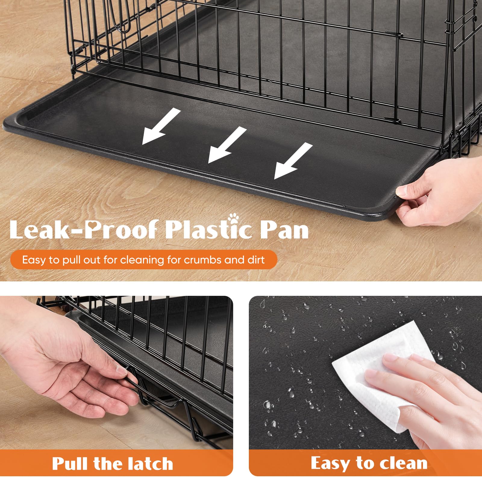 36 Inch Dog Crate, Medium Dog Cage, Foldable Puppy Pet Kennel | Double Door, Metal Kennel, Secure Lock, Removable Tray, Indoor Outdoor Training Travel