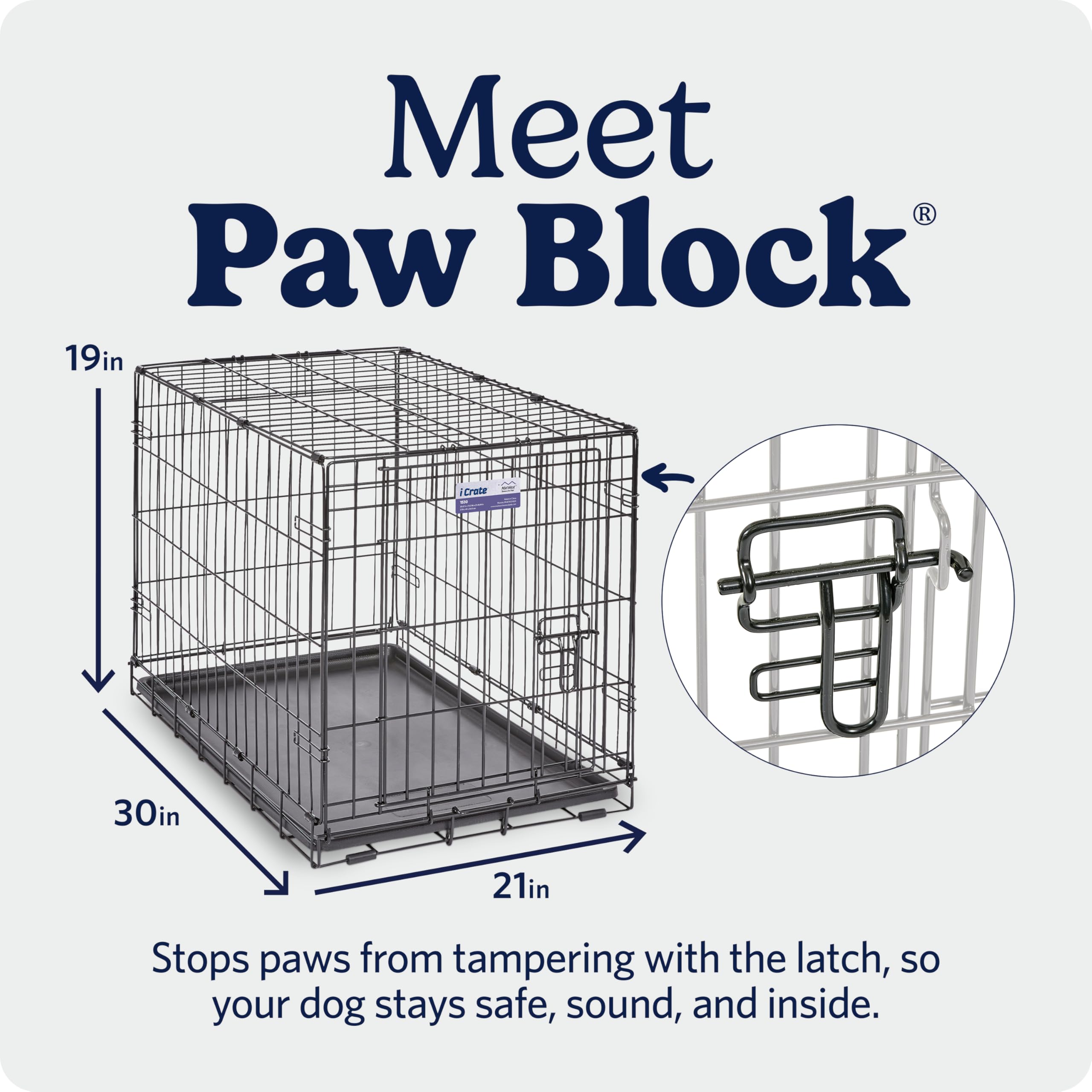 30-Inch iCrate for Medium Breeds, 21-40 lbs, Single Door Folding Dog Crate with Divider Panel, Leak-Proof Tray & Secure Latch, Portable, Durable & Easy to Assemble