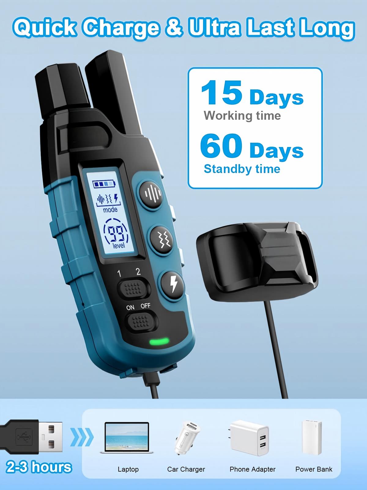 Dog Shock Collar 2 Dogs (5-120Lbs) - 3300 ft Waterproof Training Collar for Dogs Large Medium Small with Rechargeable Remote, Beep (1-8) Vibration (1-16) and Humane Shock (1-99) Modes