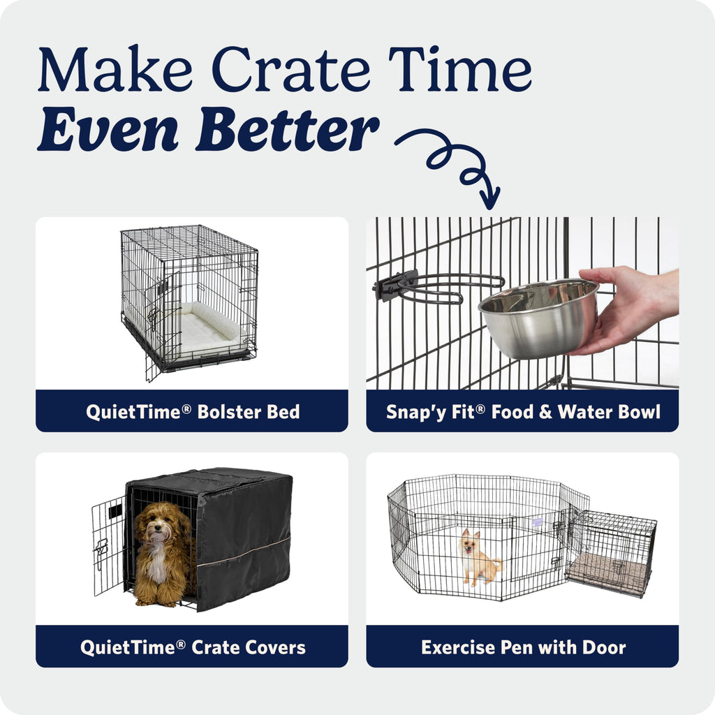 42-Inch iCrate for Large Breeds, 71-90 lbs, Single Door Folding Dog Crate with Divider Panel, Leak-Proof Tray & Secure Latch, Portable, Durable & Easy to Assemble